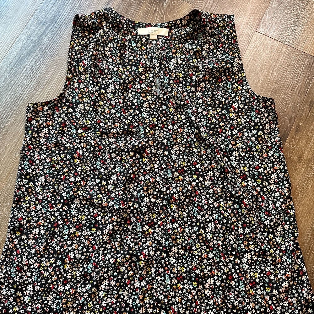 Loft Multi-Colored Floral Sleeveless Shell